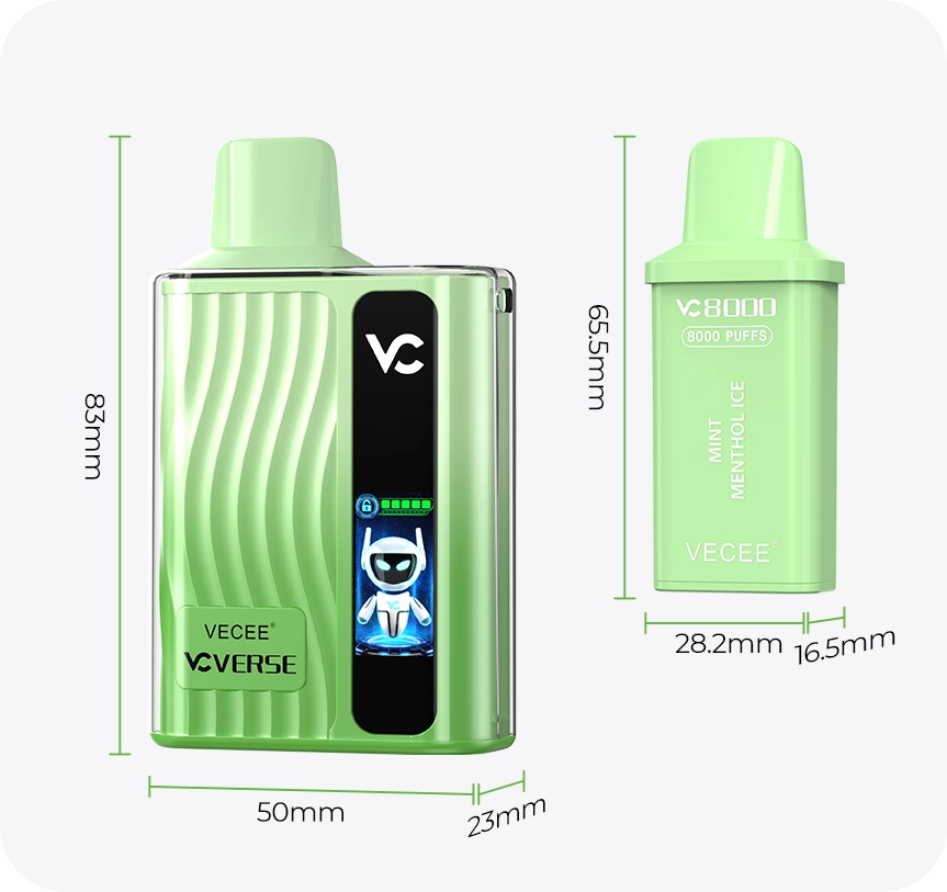 VECEE VC VERSE 650mAh 8000puffs Pod System Appearance Dimensions