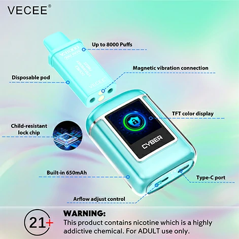 VECEE VC CYBER 650mAh 8000puffs Pod System structure display