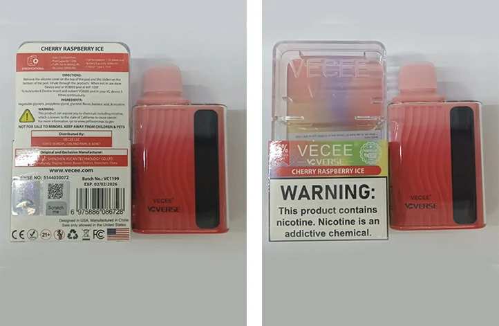 VECEE disposable vape product packaging